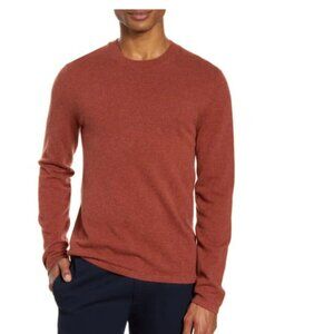 Vince 100% Cashmere Mens Large Jersey Crewneck Sweater In Heather Rust